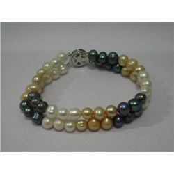 125 CTW DOUBLE STRAND EGG PEARL (YELLOW-WHITE-BLACK) BR