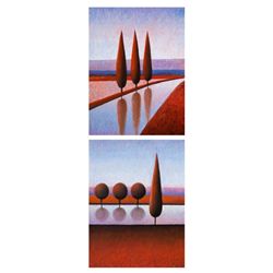 2 Fred Fieber Art Prints w/ Trees Reflections III, IV