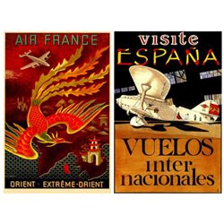 2 Air Travel Posters Air France Spain, Orient -Boucher