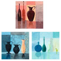 3 Natalie Armstrong Still Life Art Prints Bottles, Vase
