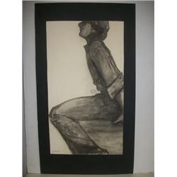 Vintage Modern Figure Signed - Elaine De Kooning