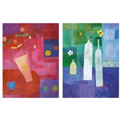 2) Charlotte Hardy Prints Floral Study in Red and Blue