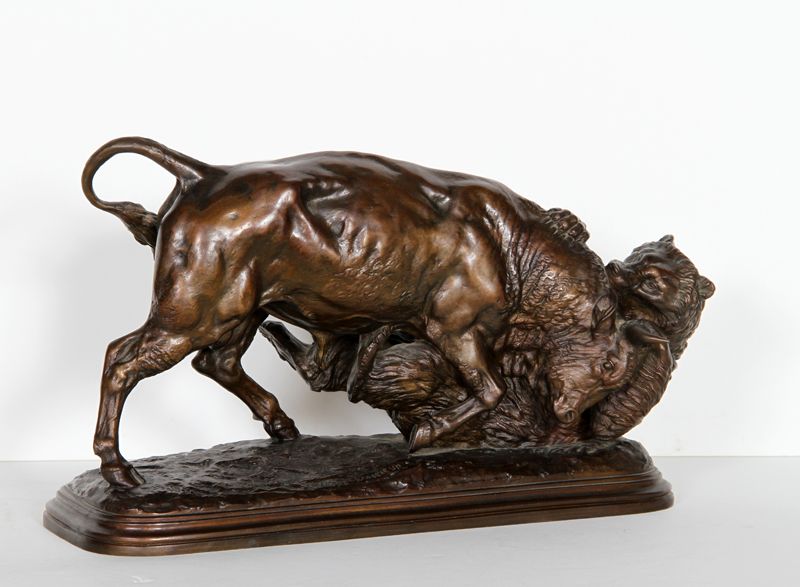 Isidore Bonheur, Bear and Bull, Bronze Sculpture