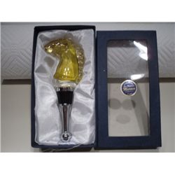 Murano Glass Wine Stopper - Yellow Horse Head
