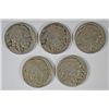 Image 1 : 5-DIFFERENT BUFFALO NICKELS (1914, 1914-S, 1915, 1915-D, 1916) AG-GOOD