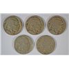 Image 1 : 5- DIFFERENT BUFFALO NICKELS (16-S, 17, 17-D, 17-S, 18) G-VG