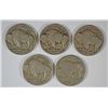 Image 2 : 5- DIFFERENT BUFFALO NICKELS (16-S, 17, 17-D, 17-S, 18) G-VG