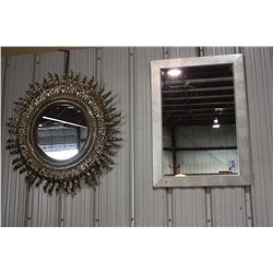 AUDIO EQUIPMENT, LEATHER COUCH, 2 MIRRORS, 2 GLASS TABLES & WIZZARD