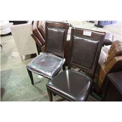 2 BROWN  LEATHER STUDDED SIDE CHAIRS