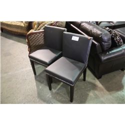 2 BROWN  LEATHER STUDDED SIDE CHAIRS