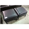 Image 1 : PAIR OF BLACK LEATHER OTTOMANS