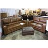 Image 1 : MODEL BROWN CONTEMPORARY LEATHER SOFA AND LOVE SEAT