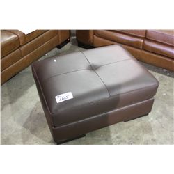 DARK BROWN LEATHER OTTOMAN
