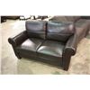 Image 1 : BROWN LEATHER TRADITIONAL SOFA AND LOVE SEAT