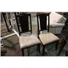 Image 1 : 2 DARK WOOD MICRO FIBRE SIDE CHAIRS