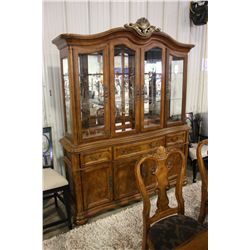 BURRELL WOOD TRADITIONAL 9 PIECE DINET SET INC: TABLE, 6 CHAIRS, 2 LEAFS , BUFFET AND HUTCH