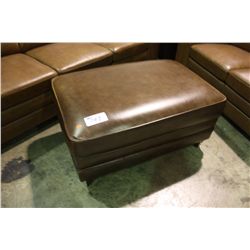 MODELED BOWN LEATHER OTTOMAN