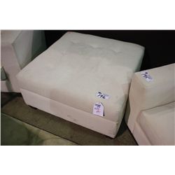 WHITE FABRIC STORAGE OTTOMAN
