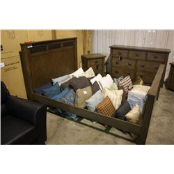 ZOCALO SLATE INLAID 5 PIECE BEDROOM SUITE INC: KING HEAD BOARD & FOOT BOARD, 2 NIGHT STANDS & A 7