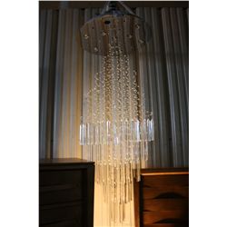 CROME & CRYSTAL GLASS HALOGEN CHANDELIER
