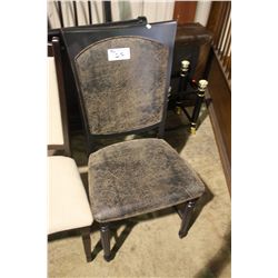 MODELED BLACK LEATHER SIDE CHAIR