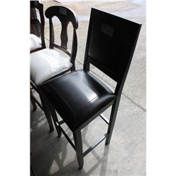 BLACK WOODEN PADDED BAR STOOL