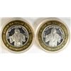 Image 1 : ( 2 ) COLLECTABLE LAS VEGAS SILVER CASINO TOKENS