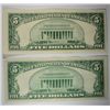 Image 2 : 2 1934 $5 SILVER CERTIFICATES