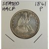 Image 1 : 1861 SEATED LIBERTY HALF DOLLAR BU CLEANED