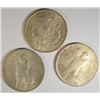 Image 2 : ( 3 ) UNCIRCULATED SILVER DOLLARS: 1921 MORGAN, 1922 AND 1923 PEACE DOLLARS