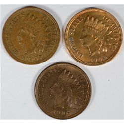 1906 UNC, 1907 AU & 1908 UNC INDIAN HEAD CENTS