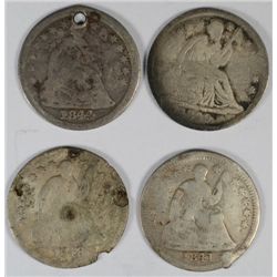 4-DIFFERENT SEATED HALF DIMES (40,41,44,48) AG
