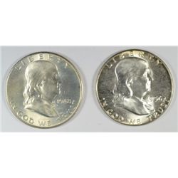 1948-D & 1956 GEM, FRANKLIN HALF DOLLARS UNC