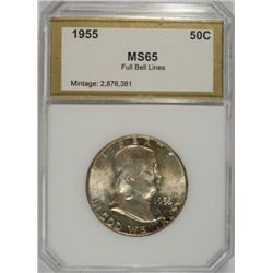 1955 FRANKLIN HALF DOLLAR PCI MS65 FBL