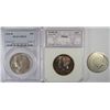 Image 1 : 1964-D PCGS MS65,1969-S PCI PR-66 TONED & 1971-D MINT ERROR KENNEDY HALF DOLLARS