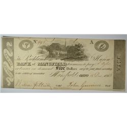 1816 $5 BANK OF MANSFIELD, OH