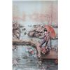 Image 1 : Woman in garden by pond Asian art