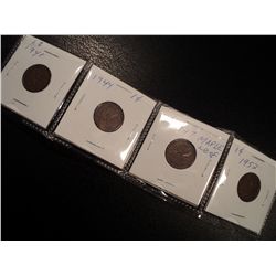 CANADA 1941,44,47,52 PENNIES SOLD TOGETHER