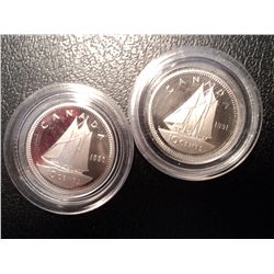 CANADA 1990,1991 CAMEO PROOF DIMES X2