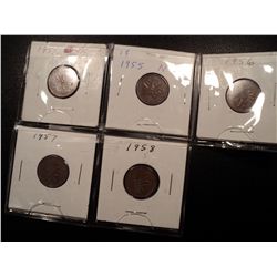 5 1950S CANADA PENNYS SOLD TOGETHER