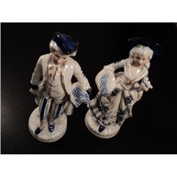 BLUE GLASS ORNAMENTS X2