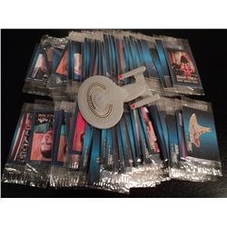 BUNDLE OF STAR TREK MINI COLLECTOR CARDS WITH STARSHIP ENTERPRISE TOY