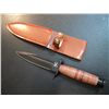 Image 1 : BLACK BLADE BROWN HANDLE KNIFE WITH LEATHER SHEATH