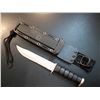 Image 1 : SILVER BLADE BLACK HANDLE SURVIVAL KNIFE WITH SHEATH