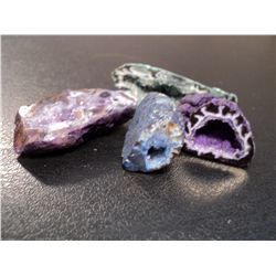 FOUR SMALL CUT GEODE ROCKS