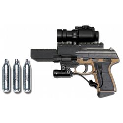 DAISY 15-SHOT CO2 BB REPEATER PISTOL WITH LIGHT, LASER SIGHT AND RED DOT SCOPE