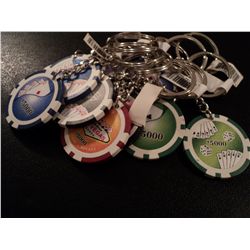 TEN POKER CHIP KEYCHAINS