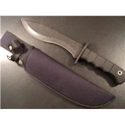 BLACK 440 STAINLESS STEEL FAMOUS FINISH ROUCHNECK KNIFE WITH SHEATH