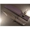 Image 1 : BLACK 440 STAINLESS STEEL FAMOUS FINISH ROUCHNECK KNIFE WITH SHEATH