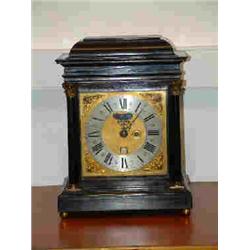 LATE 17/18th CENT. EBONISED BRACKET CLOCK, VE...